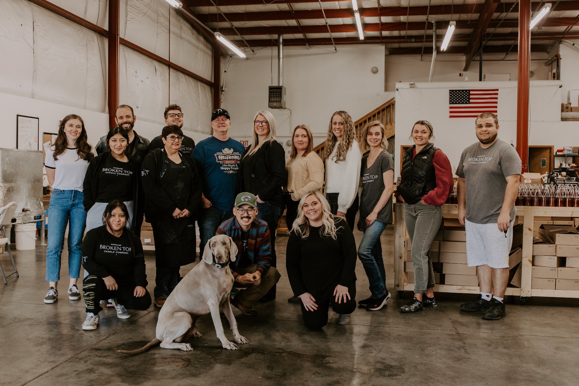 Broken Top Brands staff in a warehouse. 