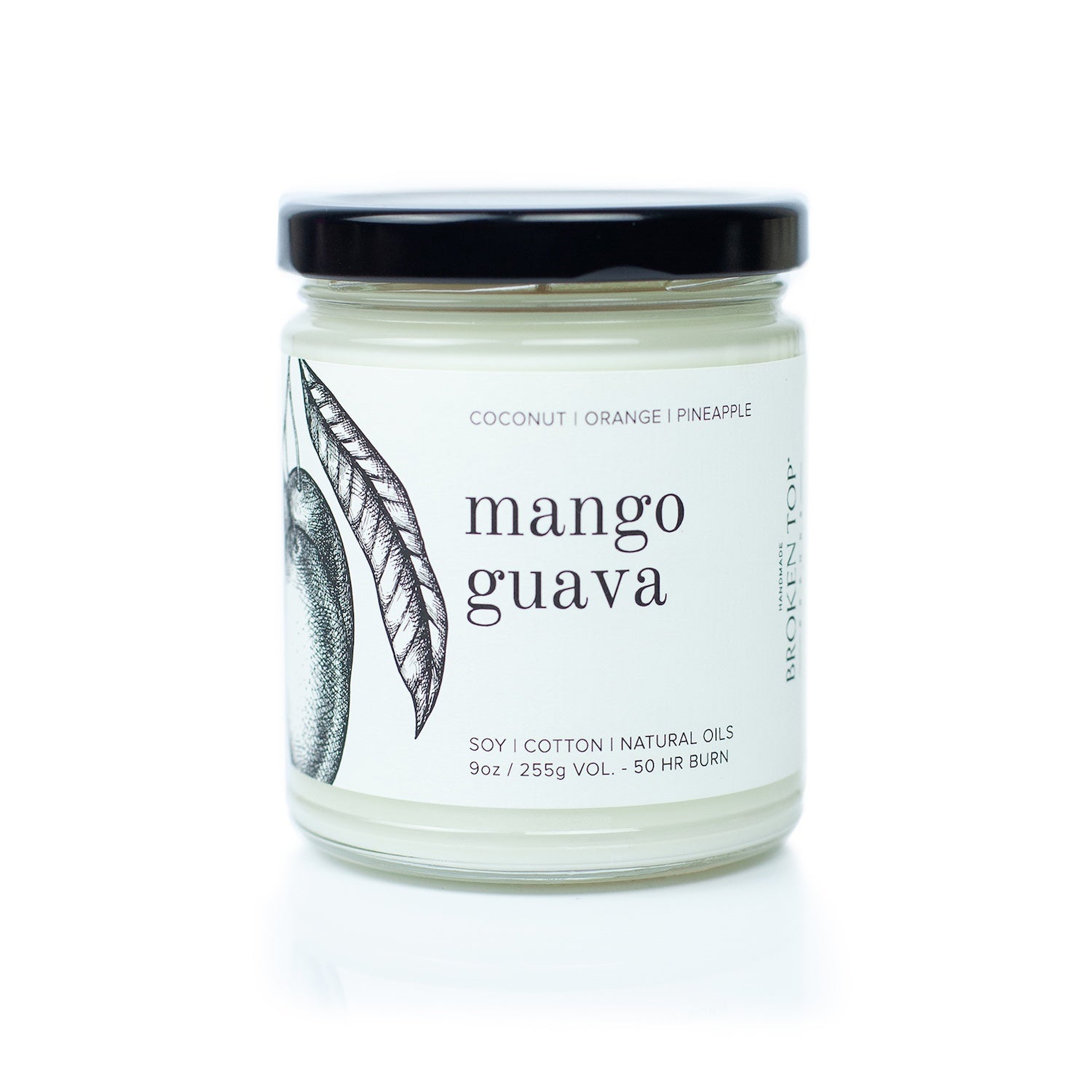 9oz Mango Guava Soy Candle on white background. 