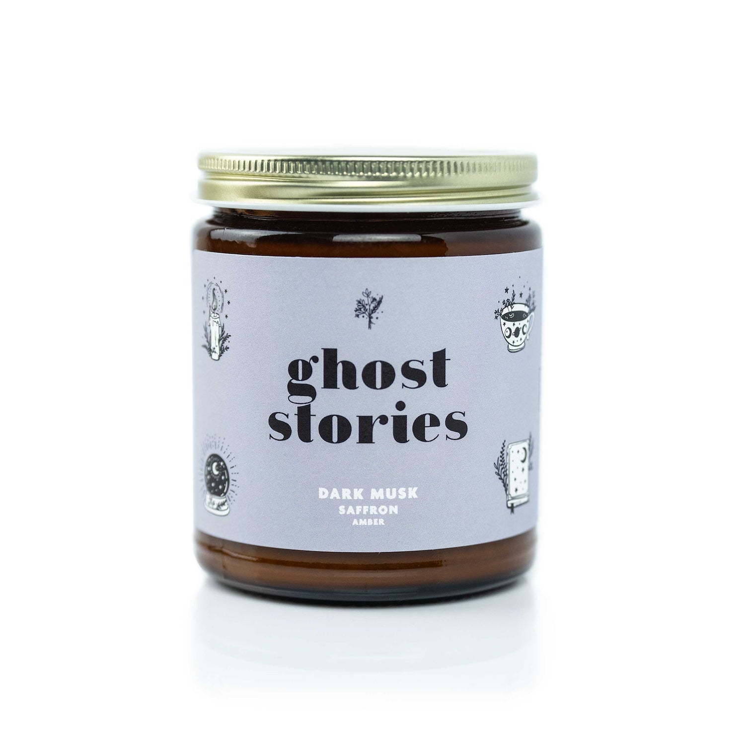 9oz 'Ghost Stories' Soy Candle on white background. 