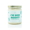 'I've Been Naughty' 9oz Soy Candle on white background. 