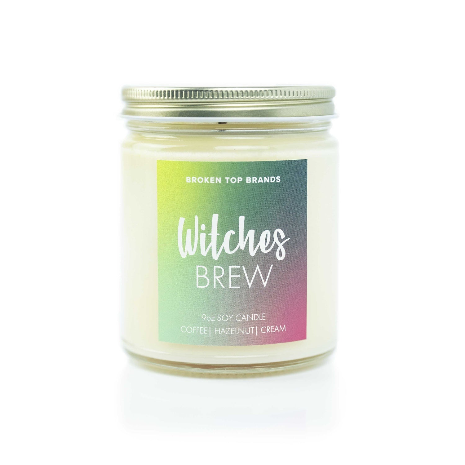 9oz 'Witches Brew' Soy Candle on white background. 