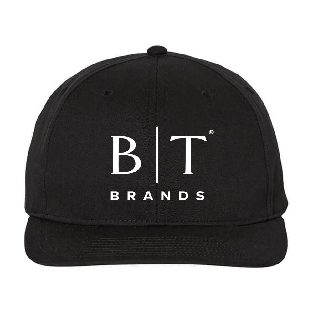 Black Richardson Hat with BT Brands logo on white background. 