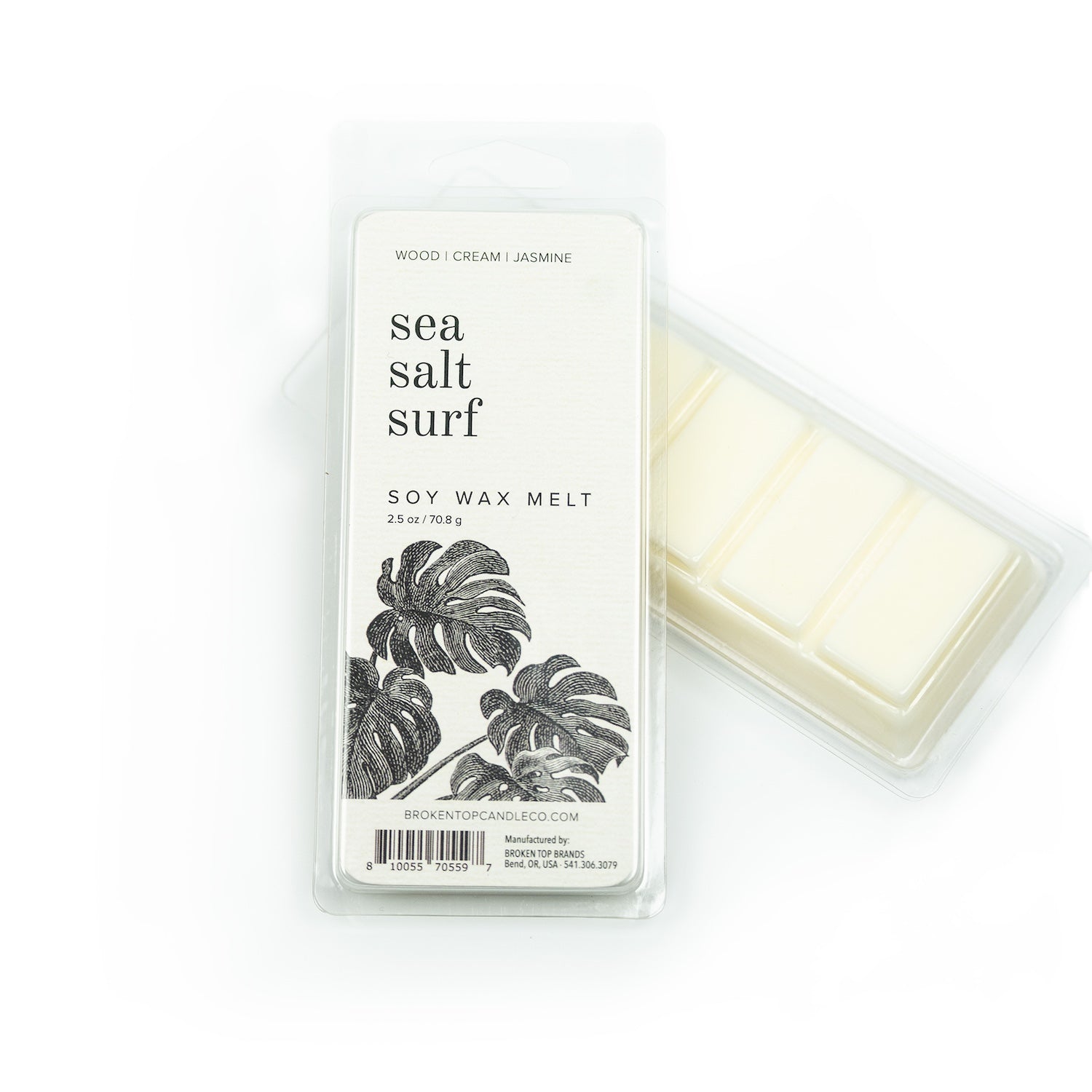 Sea Salt Surf Soy Wax Melt on white background. 