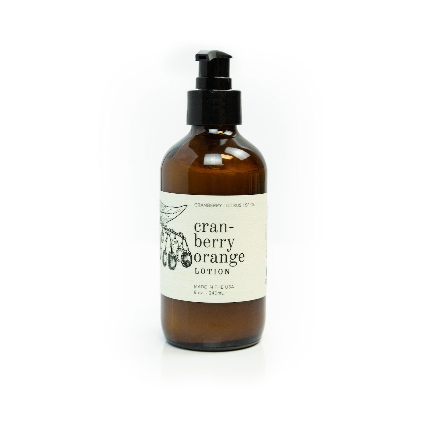 8oz Cranberry Orange Body Lotion on white background.