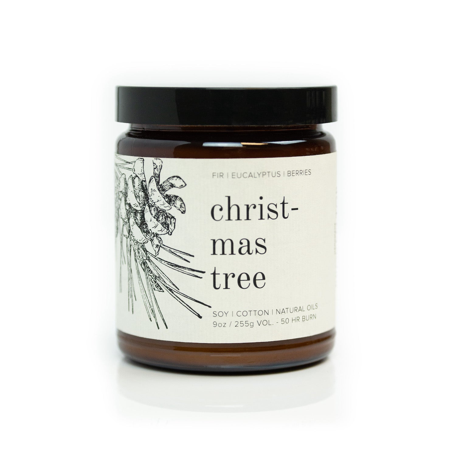 9oz Christmas Tree Soy Candle on white background. 