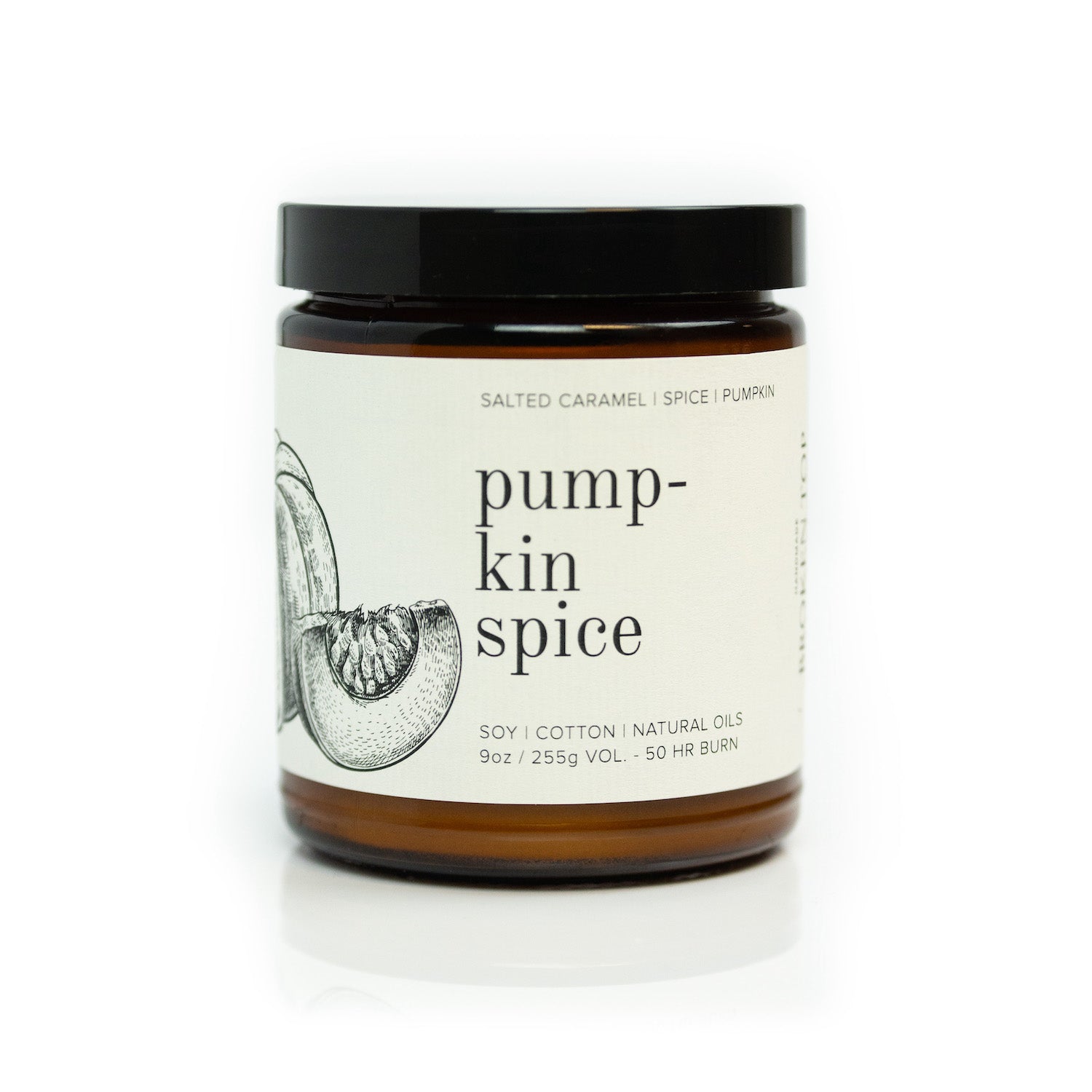 9oz Pumpkin Spice Soy Candle on white background. 